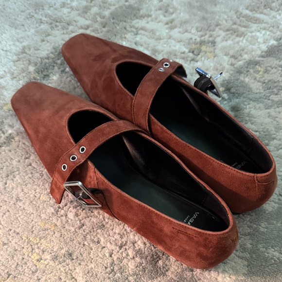 Vagabond Chestnut Suede Loafers with Buckle - Picture 2 of 7